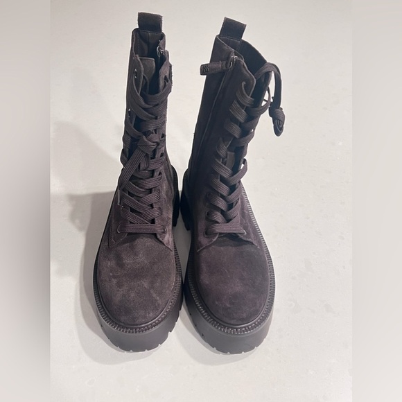 Sam Edelman Evina Chocolate Brown Lace Up Rounded Toe Chunky Heeled Ankle Boot 6 - Picture 8 of 12